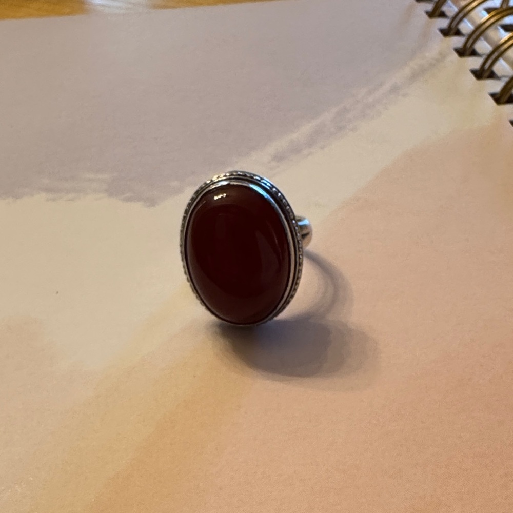 Silver Ring With Red Stone - image 2